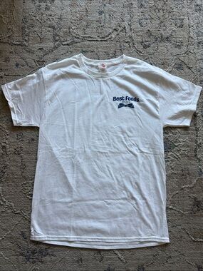 Best Foods Hane’s White Logo Crew Neck T-Shirt